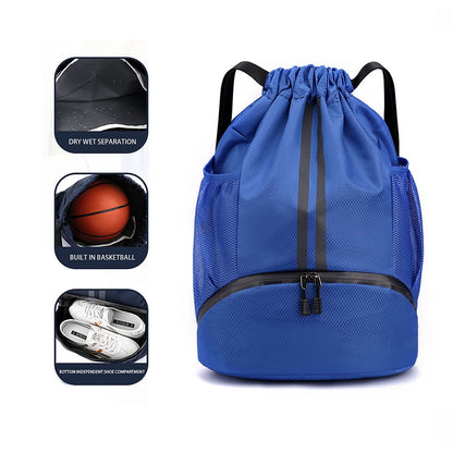 Dry-Wet Separation Sports Backpack - Basketball Swimming Training Bag with Drawstring - Women's Fitness Storage Bag