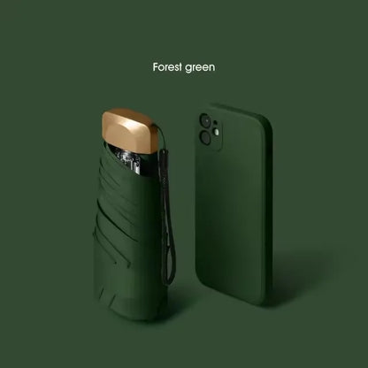 Mini Pocket Umbrella - Compact Folding Rain & Sun Parasol with UV Protection (Capsule Design)