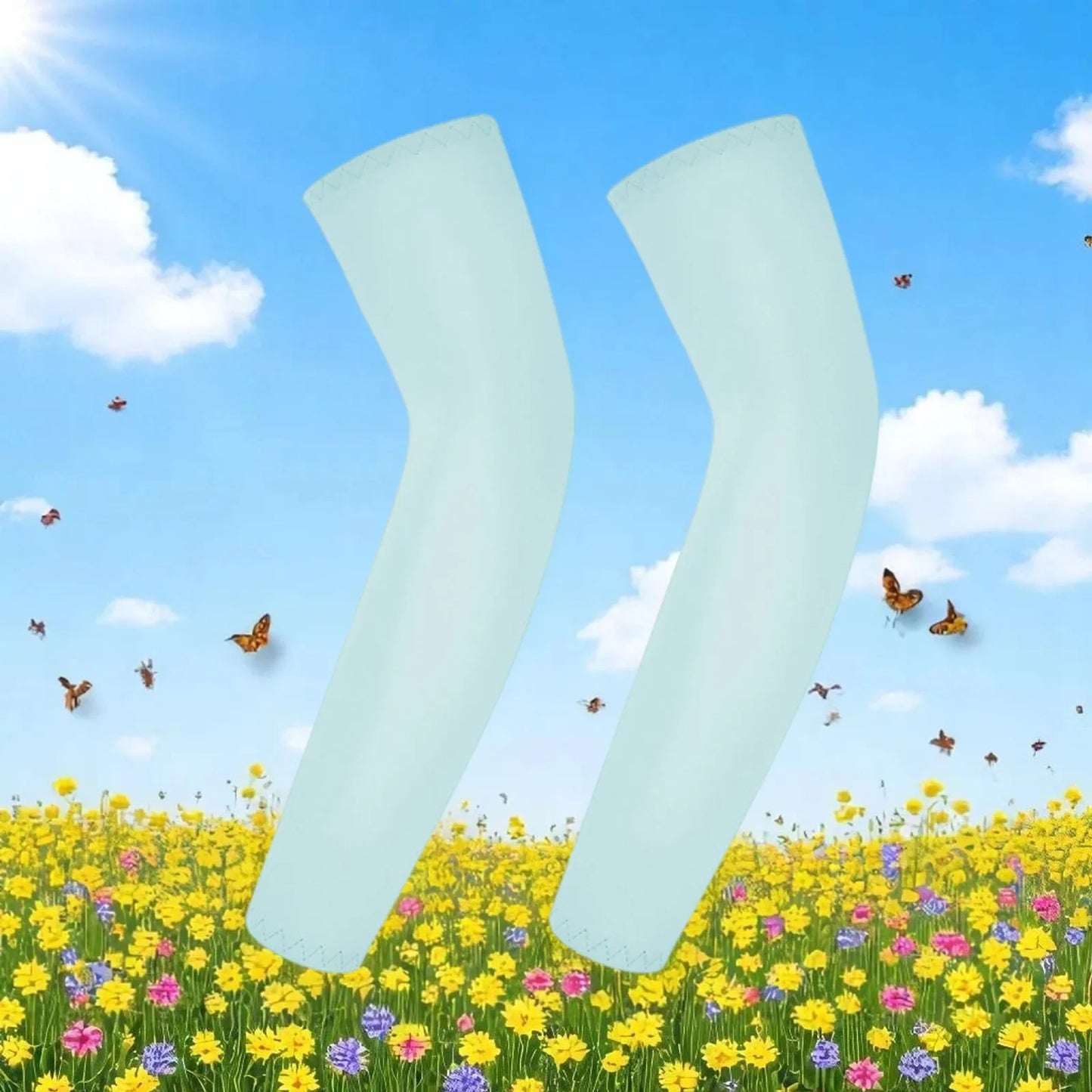 Children's Ice Silk Cooling Arm Sleeves - Quick-Dry UV Protection Cycling Arm Guards for Girls Outdoor Sports (1 Pair)