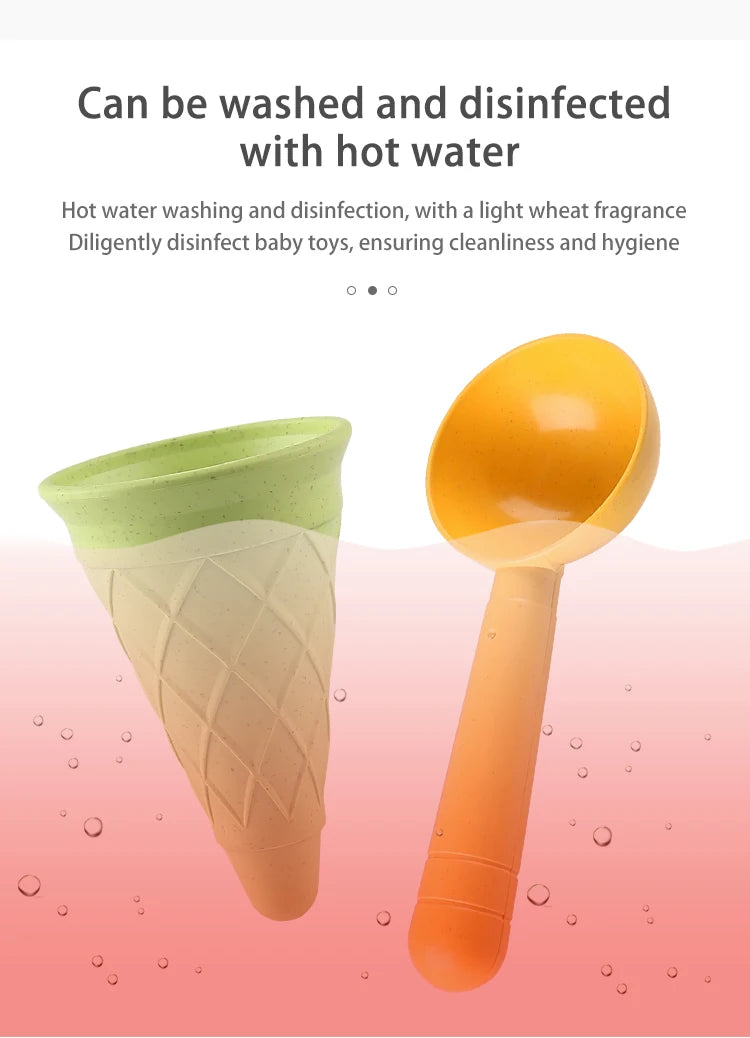 Beach Ice Cream Play Set - Eco-Friendly Wheat Straw Sand Toy Kit