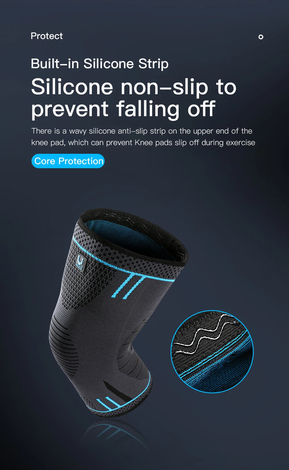 Compression Knee Support Sleeve - Elastic Breathable Knee Brace with Cushioning for Basketball, Volleyball, Running & Gym