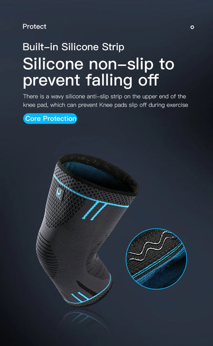 Compression Knee Support Sleeve - Elastic Breathable Knee Brace with Cushioning for Basketball, Volleyball, Running & Gym