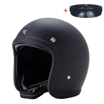 Vintage 500TX Open Face Motorcycle Helmet - Retro 3/4 Jet Style Scooter Helmet (Japanese/Korean Design)