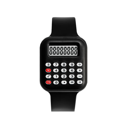 Kids Digital Calculator Watch – 2025 Rubber Strap with Time & Date Display for Girls & Students