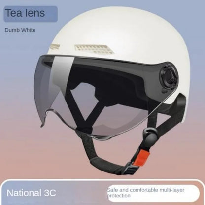 3C Certified Bicycle Safety Helmet with Goggles - Half Helmet for Men, Women, Adults & Children, Electric Bicycle & Motorcycle, Cartoon Design