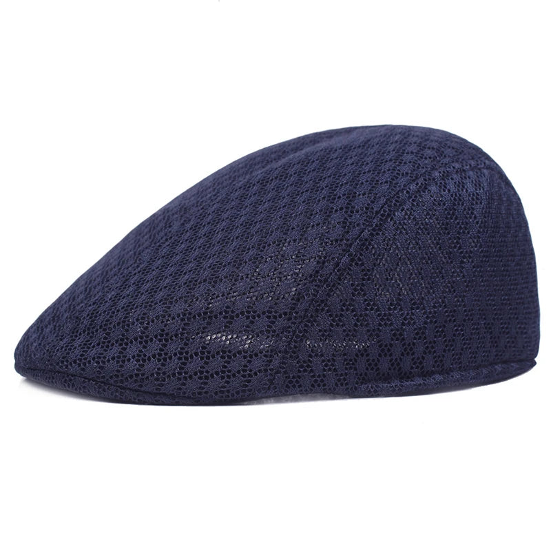 Breathable Mesh Beret Cap – Unisex Flat Newsboy Hat with Adjustable Fit | Summer Golf Driving Sun Protection for Men & Women