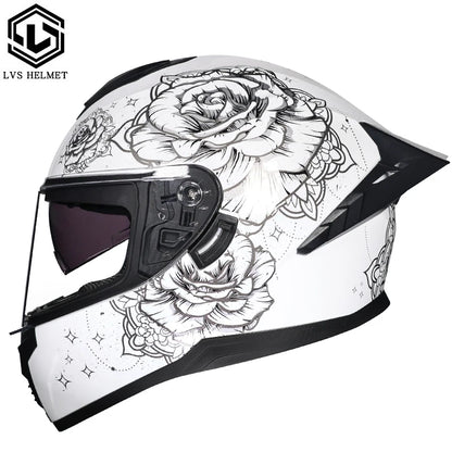 Full Face Racing Motorcycle Helmet - Winter Warm Double Visor Motorbike Sports Helmet LVS-701