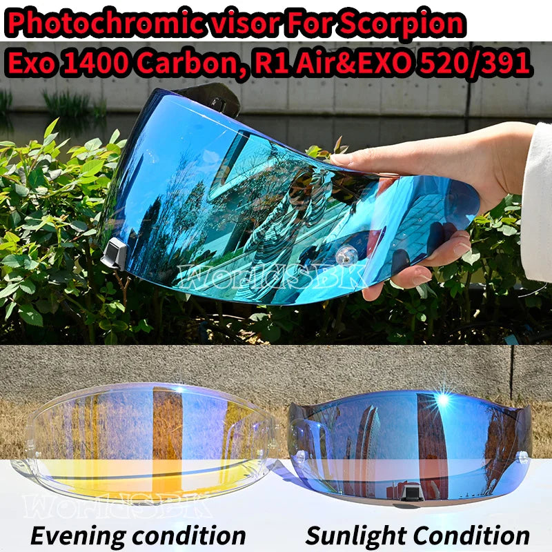 Motorcycle Helmet Visor Lens KDF-16-1 Compatible - Anti-UV Anti-Scratch Photochromic Shield for Full Face Helmets