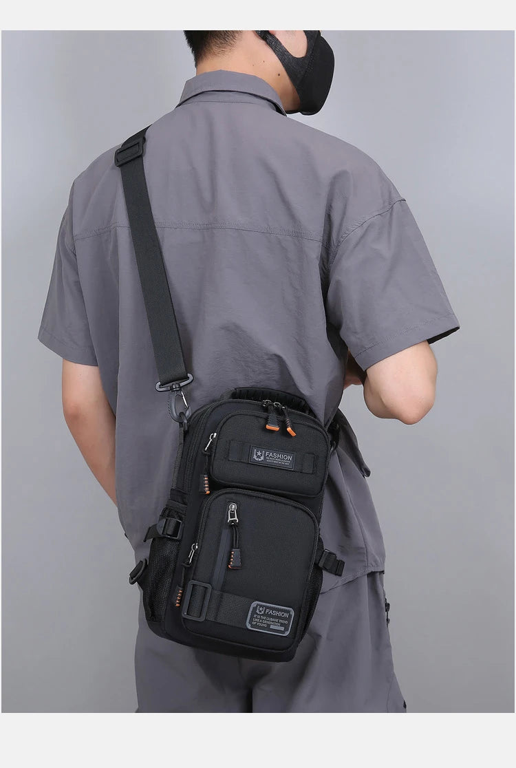 Men's Oxford Chest Pack - Unisex Crossbody Waist Bag with Zipper Pockets