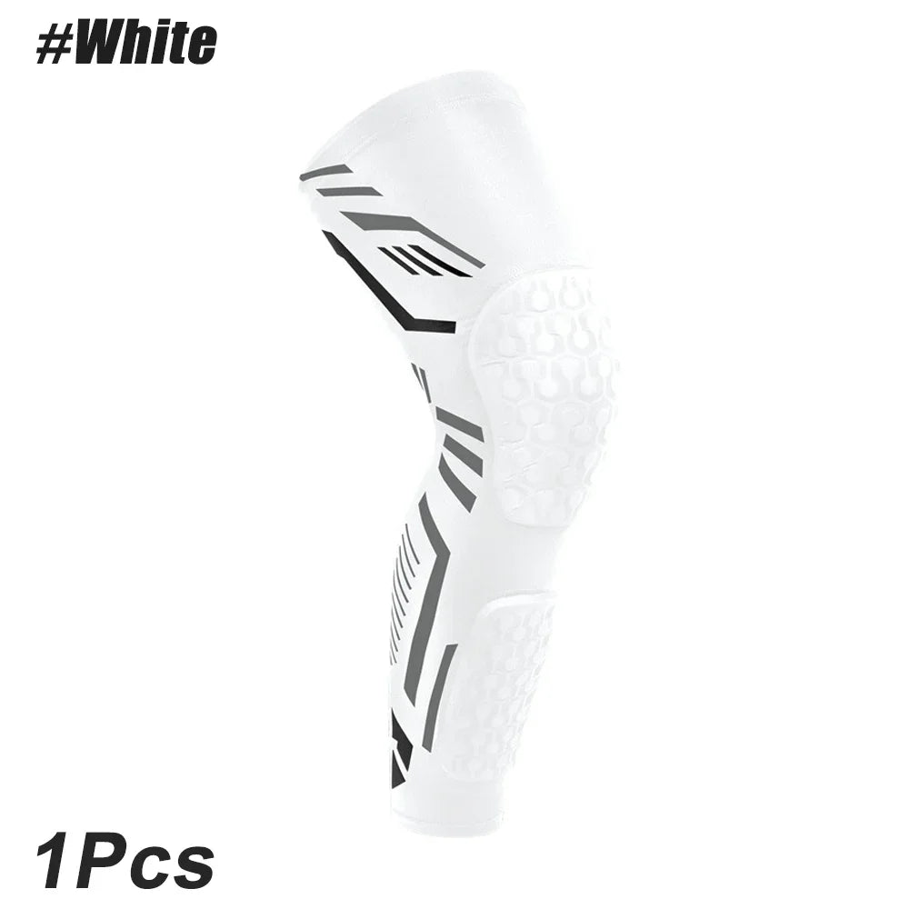 Padded Knee Compression Sleeve - Long Leg Calf Protection Sports Brace for Soccer - Adult & Youth Shin Pads (1 Piece)