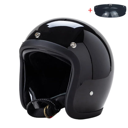 Vintage 500TX Open Face Motorcycle Helmet - Retro 3/4 Jet Style Scooter Helmet (Japanese/Korean Design)
