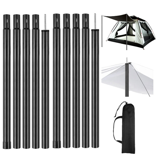 Adjustable Telescopic Tent Poles - Set of 2 Universal Aluminum Camping Awning Poles for Tarp, Sun Sail & Shelter Accessories