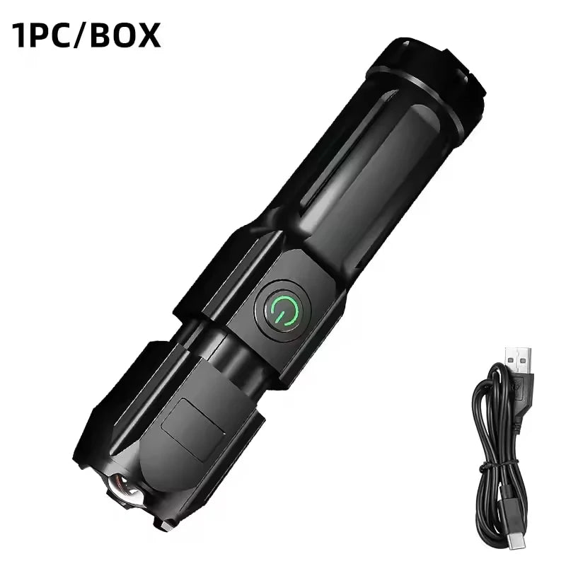 LED Camping Torch Flashlight - High Power Rechargeable USB Spotlight