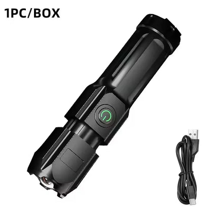 LED Camping Torch Flashlight - High Power Rechargeable USB Spotlight