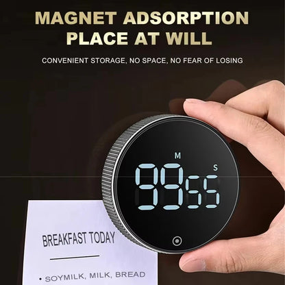 Magnetic Rotary Kitchen Timer - Manual Countdown Digital Display