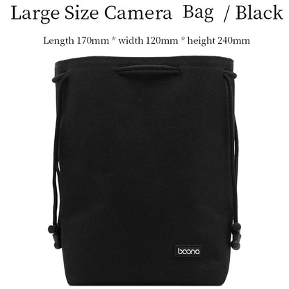 Camera Lens Bag - Waterproof Drawstring Pouch with Fleece Protection for DSLR Cameras