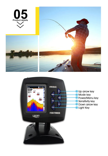 Wireless Fish Finder - 980ft Range 45° Sonar for Fishing Boats