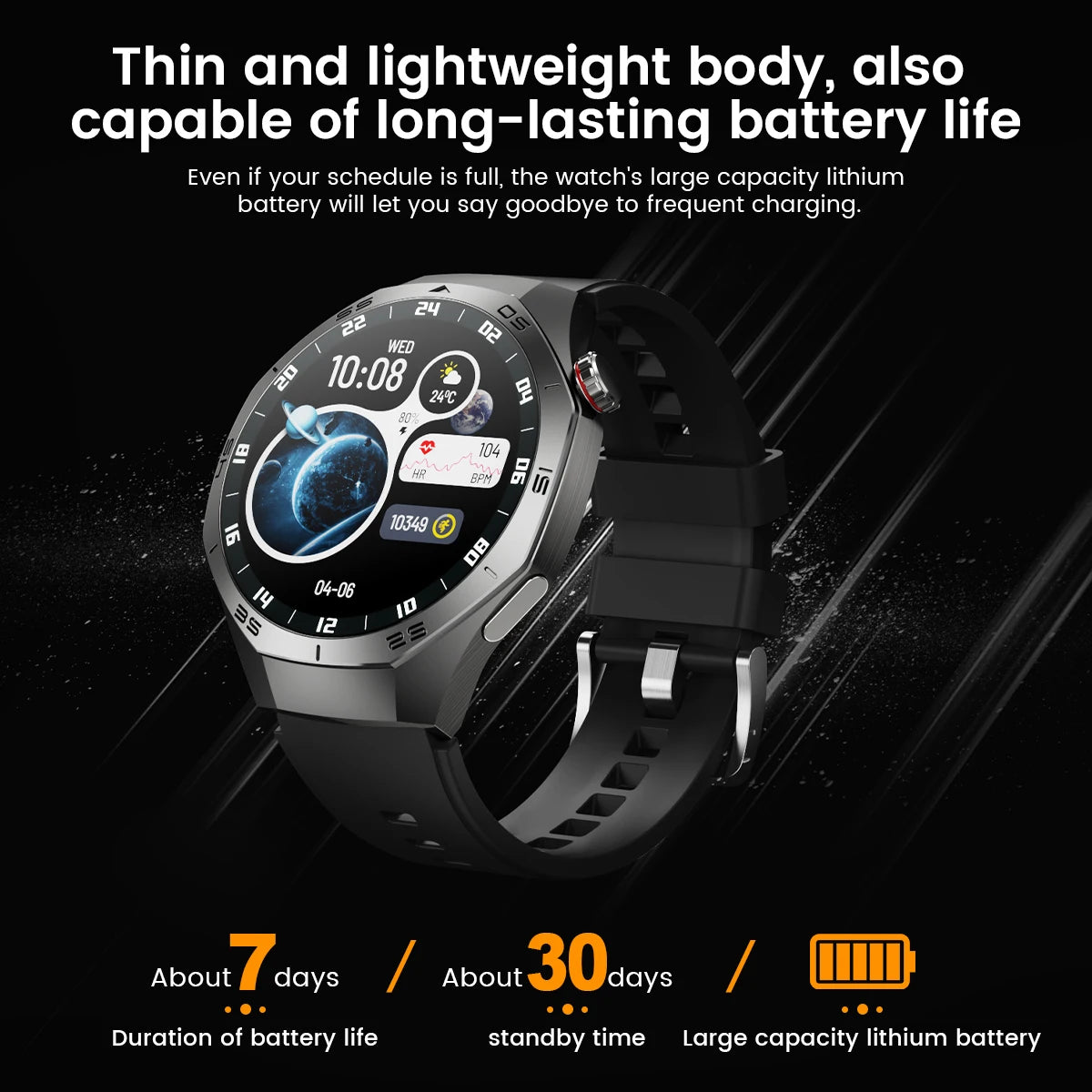 2025 Smart Watch - AMOLED Screen with GPS, Heart Rate, Bluetooth Calls & Waterproof for Android & iOS