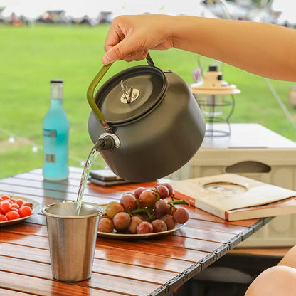 Portable Aluminum Alloy Camping Kettle - Multi-Size (0.8L/1.1L/1.2L/1.6L/2L/2.5L) for Outdoor Coffee & Tea - Perfect for Hiking, Fishing, Picnic & Cooking