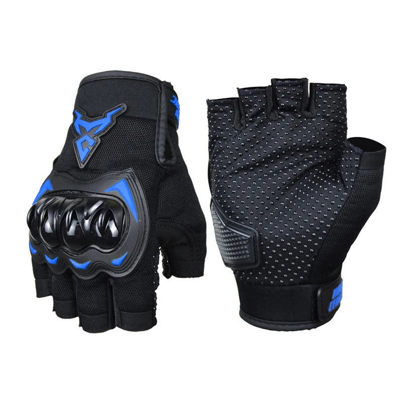 MOTOCENTRIC Half Finger Motorcycle Gloves - Breathable Summer Riding Gloves with Anti-Fall Palm Guard for ATV MTB Cycling