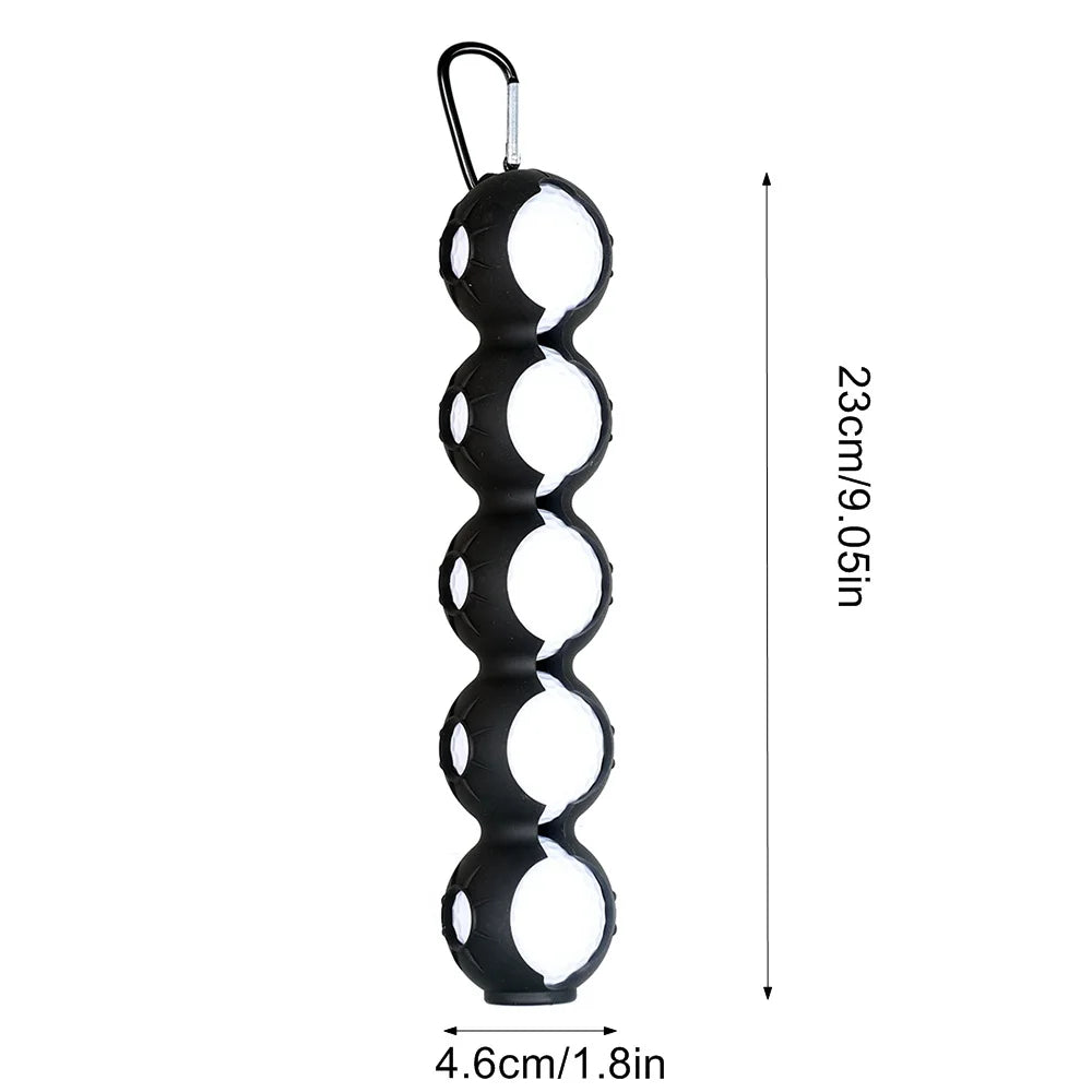 Portable Silicone Golf Ball Pouch - 5-Ball Capacity Carry Case with Hook - Essential Golf Accessories