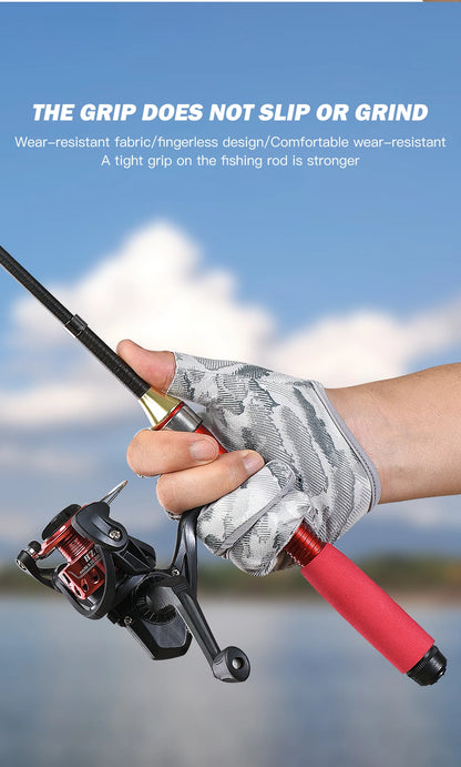 Men's Summer Fishing Gloves - Ice Silk Breathable Three-Finger Cut Design with UV Protection & Anti-Slip Grip (1 Pair)