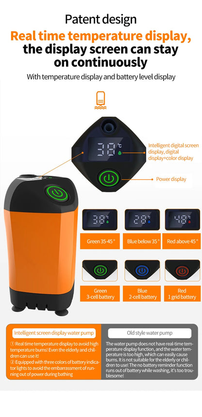 Portable Rechargeable Electric Shower Pump 2026 – USB Powered Waterproof for Outdoor Camping Beach Hiking Pet Bath Car Wash