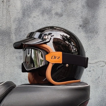 Retro 3/4 Open-Face Motorcycle Helmet - Semi-Open Cross-Country Winter Riding Helmet