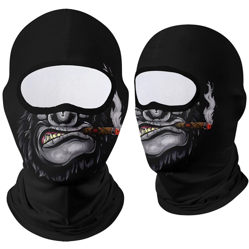 Full Face Balaclava Mask - Breathable Windproof UV Sun Protection - Moto Skull Ghost Clown Design for Summer Spring