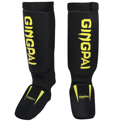 Cotton MMA Shin Guards - Boxing Kickboxing Foot Protection with Instep Ankle Support for TKD Muay Thai Training