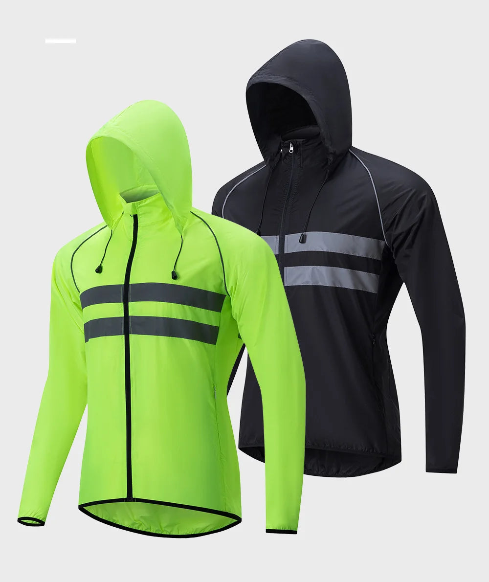 Men's Cycling Windbreaker Jacket - Water-Resistant Long Sleeve MTB Bike Coat with Quick-Dry & Breathable Jersey