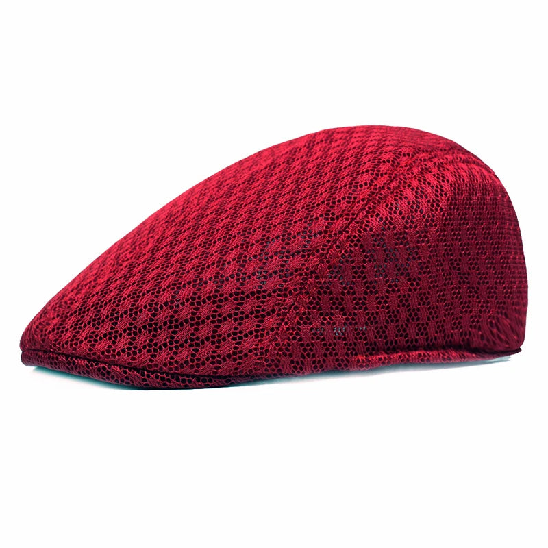 Breathable Mesh Beret Cap – Unisex Flat Newsboy Hat with Adjustable Fit | Summer Golf Driving Sun Protection for Men & Women