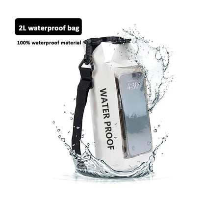 PVC Waterproof Dry Bag 2L - Touch Screen Phone Pouch for Swimming Rafting Surfing Boating - Shoulder Bag