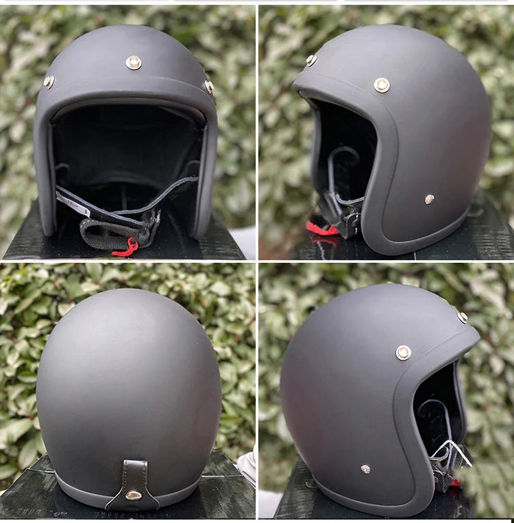 Vintage 500TX Open Face Motorcycle Helmet - Retro 3/4 Jet Style Scooter Helmet (Japanese/Korean Design)