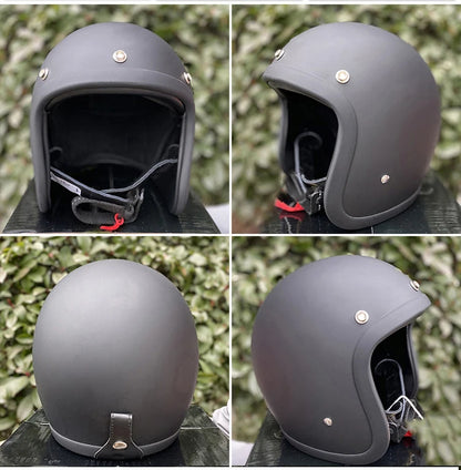 Vintage 500TX Open Face Motorcycle Helmet - Retro 3/4 Jet Style Scooter Helmet (Japanese/Korean Design)