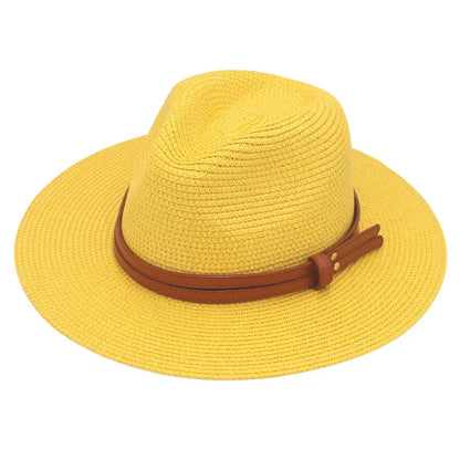 Breathable Straw Panama Hat - European American Style Jazz Sun Hat for Beach & Leisure