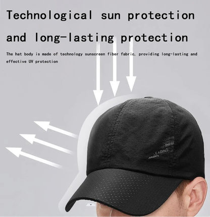 Unisex Quick-Dry Baseball Cap - Adjustable Outdoor Sun Hat for Golf & Fishing