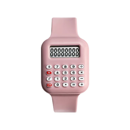 Kids Digital Calculator Watch – 2025 Rubber Strap with Time & Date Display for Girls & Students