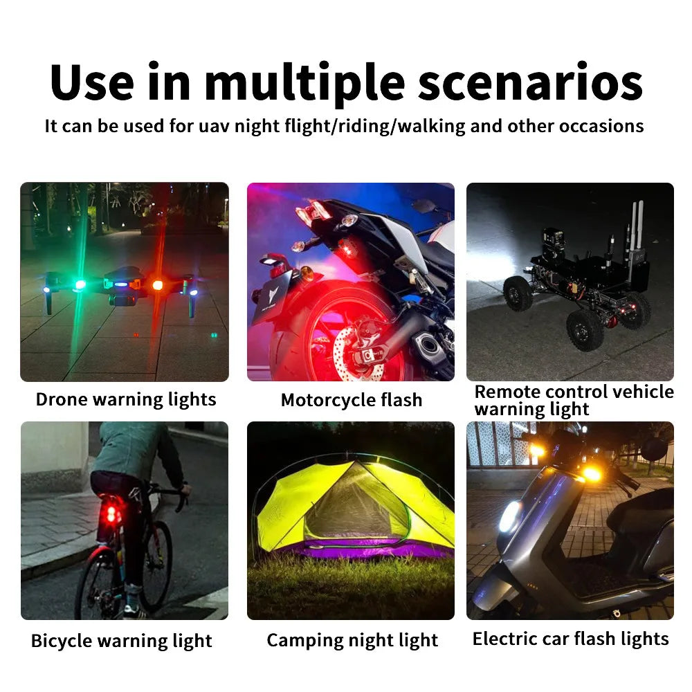 7-Color Mini USB LED Strobe Light - Anti-Collision Warning Signal for Motorcycles, Bikes, Drones & Aircraft