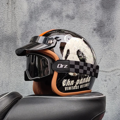Retro 3/4 Open-Face Motorcycle Helmet - Semi-Open Cross-Country Winter Riding Helmet