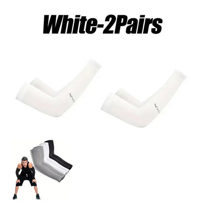 10 Pairs Summer Cycling Ice Silk Arm Sleeves - UV Protection Cooling Arm Covers for Running & Outdoor Sports - Fingerless Unisex