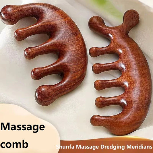 Wooden Scalp Massage Comb - Natural Wood Head Massager for Relaxation & Hair Care