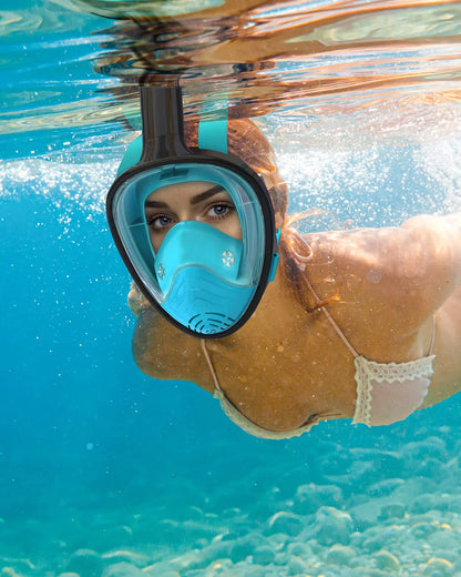 Full Face Snorkel Mask with Detachable Camera Mount,Snorkeling Swimming Diving Mask Wide View Anti-Fog Anti-Leak for Adult Youth