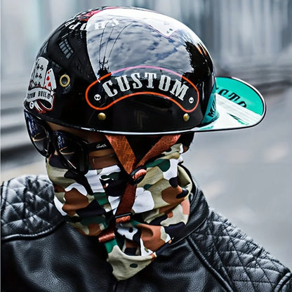 DOT Certified Retro Half-Face Motorcycle Helmet - Baseball Cap Style Cycling Helmet for Men