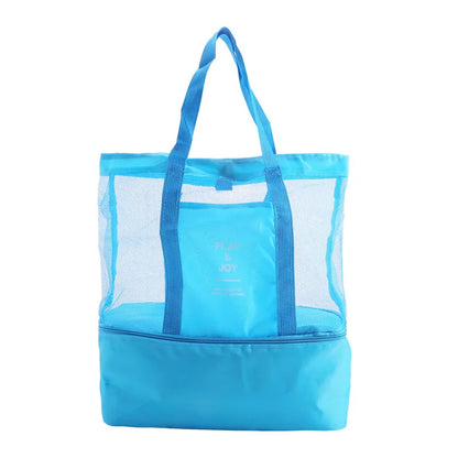 Waterproof Double-Layer Beach Tote Bag - Large Capacity Mesh Swimming Storage Bag with Heat Preservation for Women