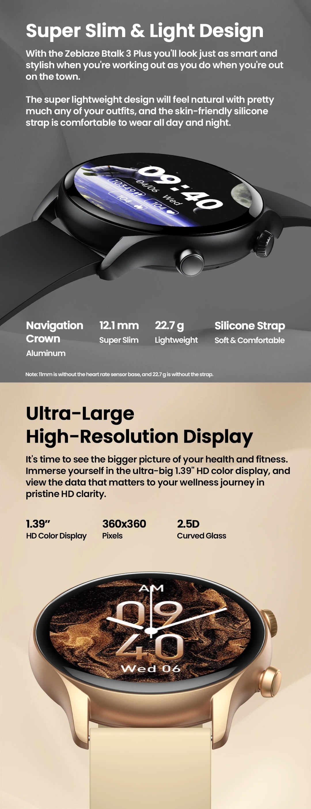 Zeblaze Btalk 3 Plus Smart Watch - 1.39'' HD Display with Voice Calling & Fitness Tracking for Men & Women