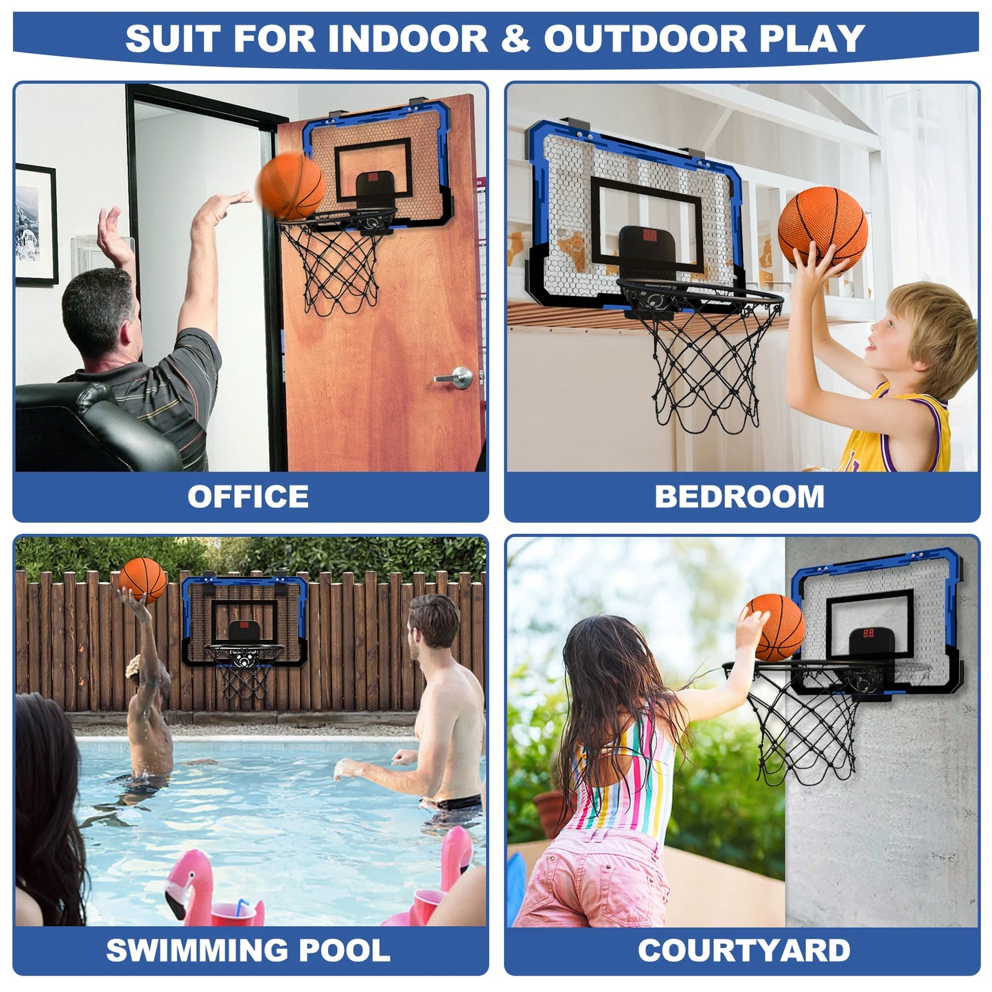 Wall-Mounted Ring Basketball Hoop – Indoor Training Mini Basketball Toy Set for Kids, Ideal for Home and Outdoor Play