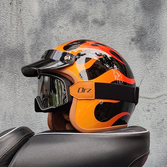 Retro 3/4 Open-Face Motorcycle Helmet - Semi-Open Cross-Country Winter Riding Helmet