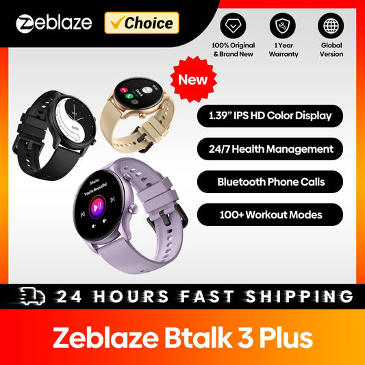 Zeblaze Btalk 3 Plus Smart Watch - 1.39'' HD Display with Voice Calling & Fitness Tracking for Men & Women