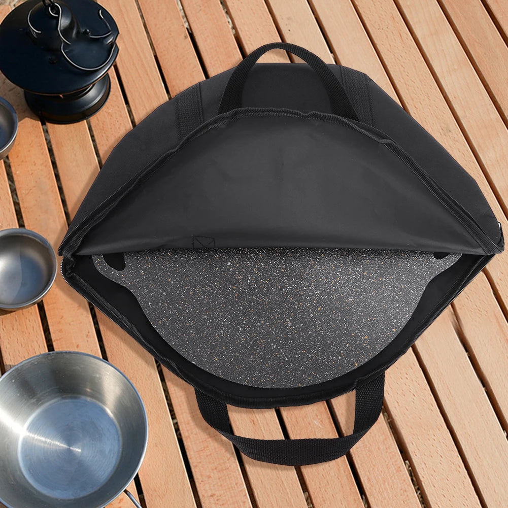 Waterproof Baking Pan Carrying Case with Anti-Scald Wood Handle - BBQ Grilling Skillet Storage Bag